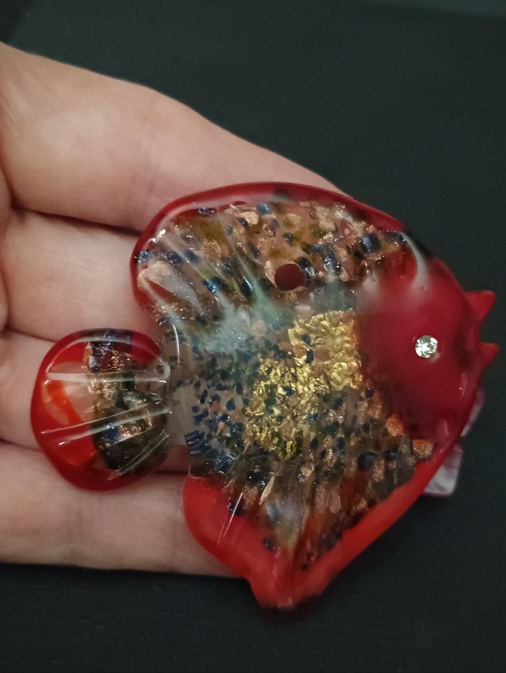 Red Glass Fish Pendant - Handmade
